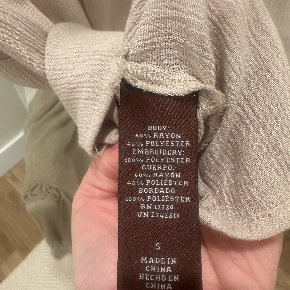 Knox Rose Embroidered Boho Peasant Top Cream Floral Blouse S - Picture 5 of 5